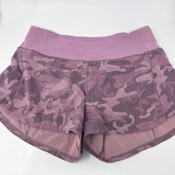 Lululemon Speed Up Short Long 4" Updated Fit Pink Camo Women Size 6 - Picture 1 of 4